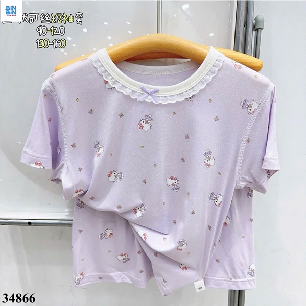 34866-Bộ tencel TN Kitty tím viền ren
