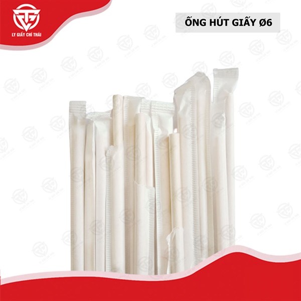 Ống Hút Giấy Trắng - Bọc Màng - Phi 6
