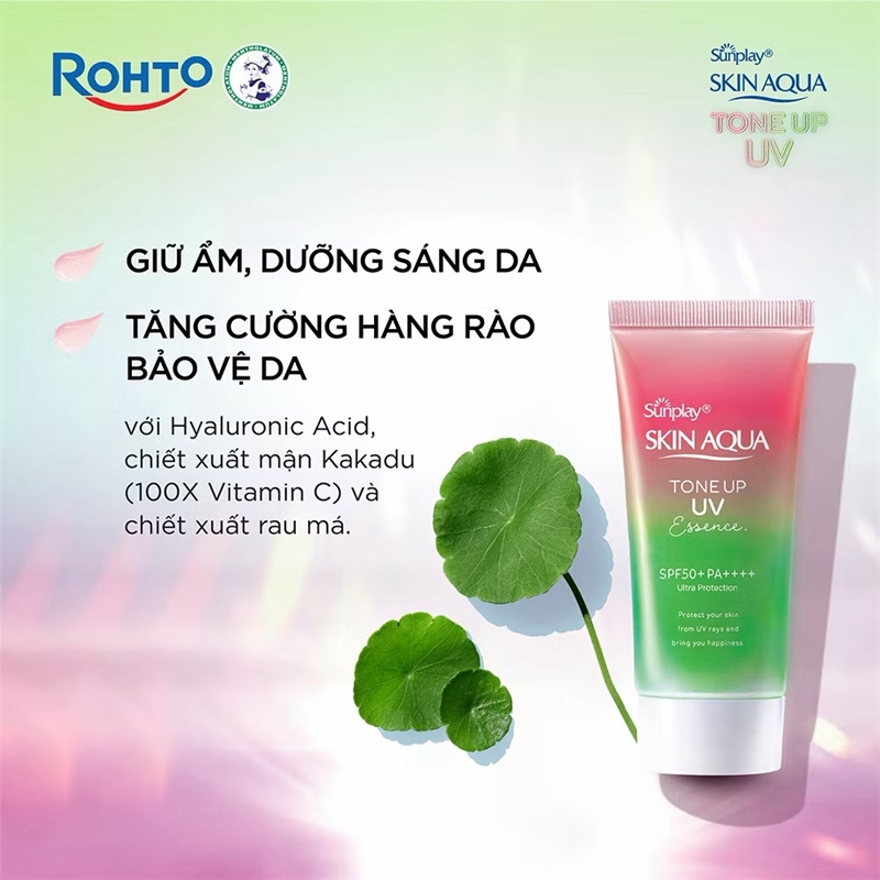 ROHTO - Chống nắng Skin Aqua tone up - 50g / Rose