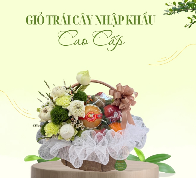 Giỏ Trái Cây Viếng Tang Mix Hoa Sen