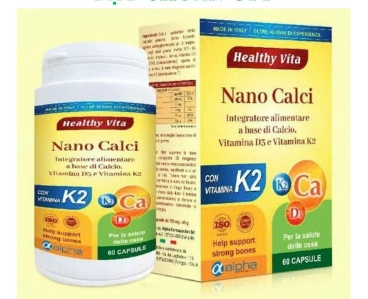 TPBVSK Healthy Vita Nano Calci (Hộp 1 lọ 60 viên) (Bổ sung Canxi, VTM D3, K2) - Italy