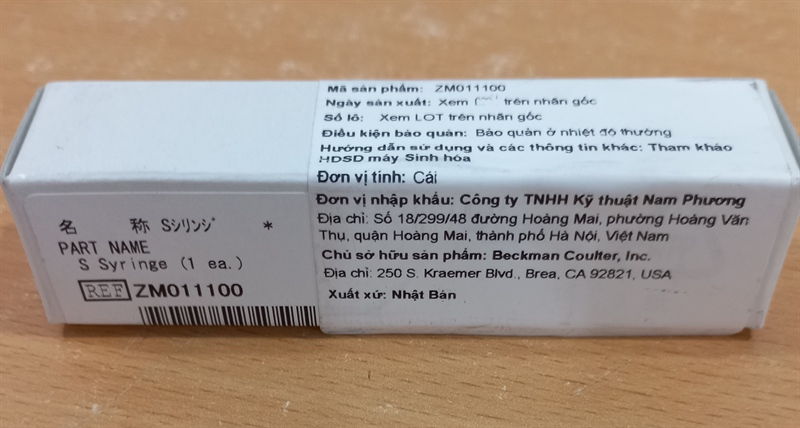 Xy-lanh hút bệnh phẩm dùng cho máy xét nghiệm sinh hóa AU480 (SYRINGE S) - Beckman Coulter Mishima K.K., Nhật Bản (ZM011100)
