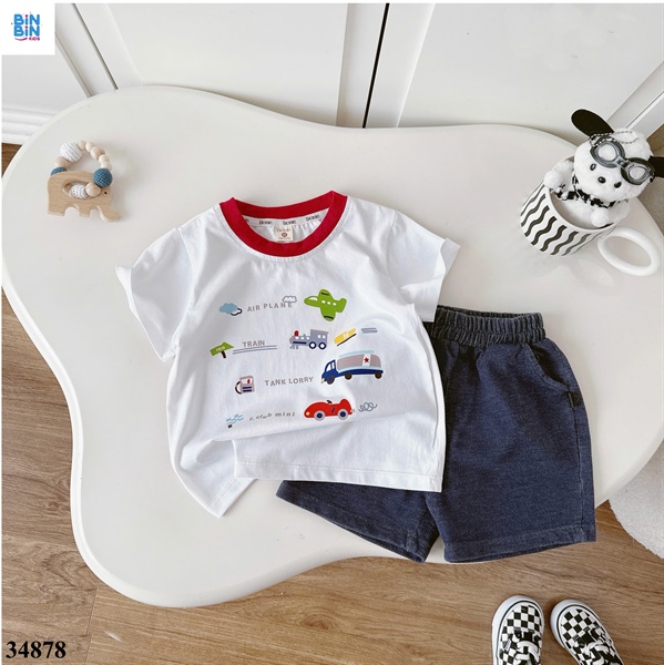 34878-Set bộ trắng viền đỏ