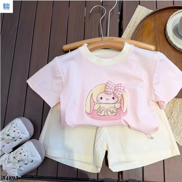 34893-Bộ thun Kitty hồng nơ