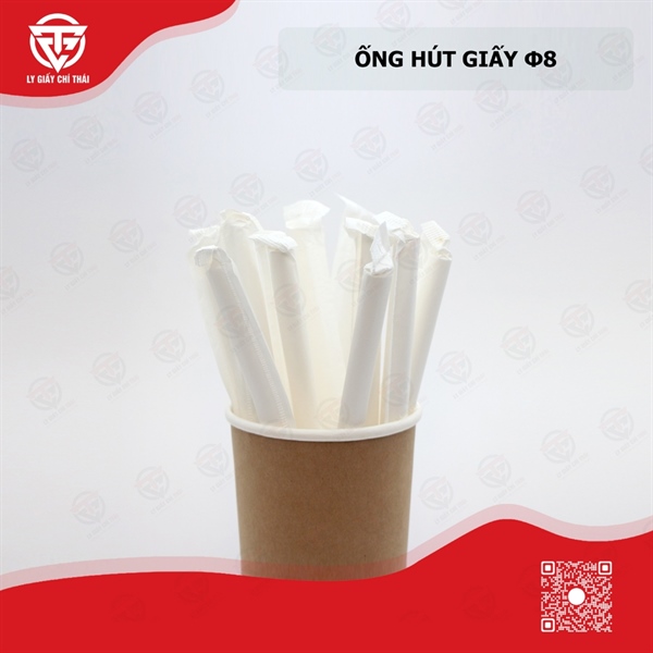 Ống Hút Giấy Nâu - Bọc Màng - Phi 8