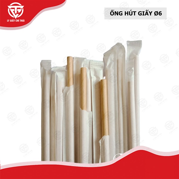 Ống Hút Giấy Nâu - Bọc Màng - Phi 6