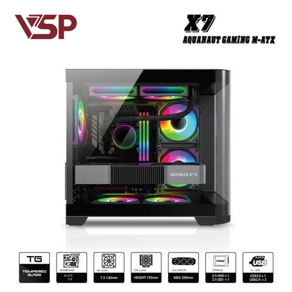 Máy tính Gaming - Đồ họa Core i5-13400F | TUF B760M-E | Ram 8GB | SSD 512GB NVMe | RTX 3050 8GB | Gigabyte 650W | Vỏ VSP X7 (TẶNG: 3 Fan RGB+Tản khí RGB lắp sẵn trong máy + Chuột không dây Gaming RAPOO VT9PRO Dual-Mode)