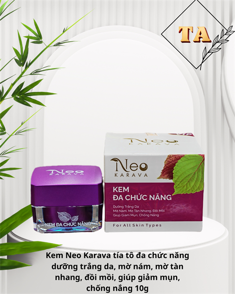 Kem Neo Karava tía tô đa chức năng dưỡng trắng da, mờ nám, mờ tàn nhang, đồi mồi, giúp giảm mụn, chống nắng
