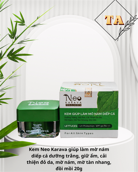 Kem Neo Karava giúp làm mờ nám diếp cá dưỡng trắng, giữ ẩm, cải thiện đỏ da, mờ nám, mờ tàn nhang, đồi mồi 20g