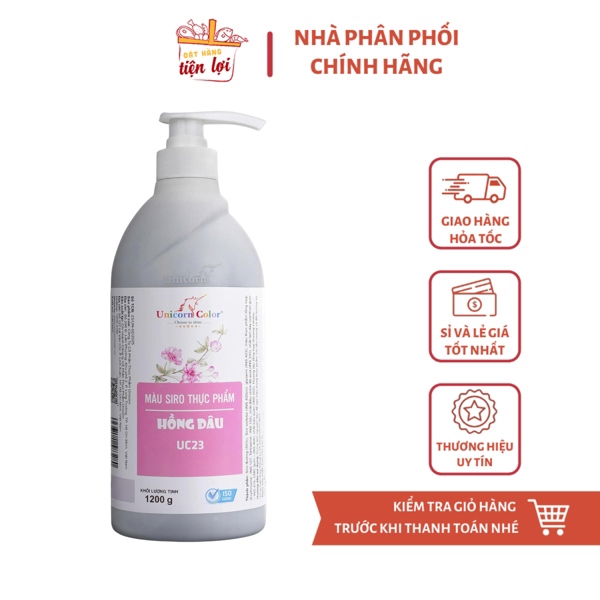 Màu Siro thực phẩm Hồng Dâu CHAI LỚN 1200gr
