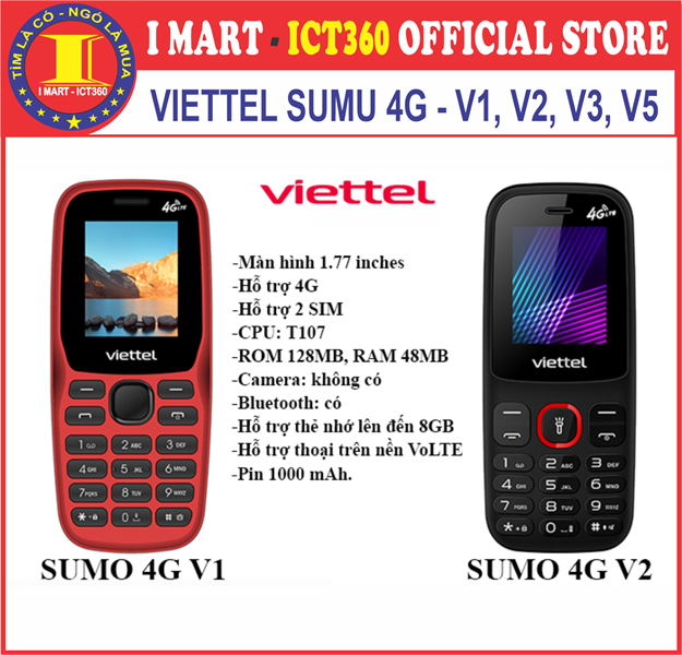 Điện Thoại Viettel Sumo 4G V1, V3, V5