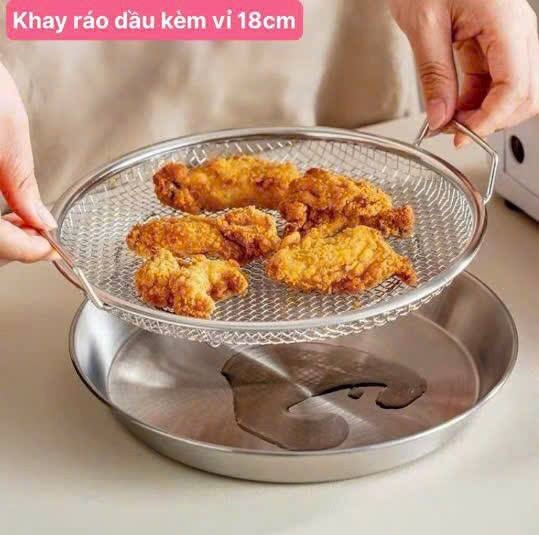 Khay ráo dầu kèm vỉ 18cm (Thùng 150)