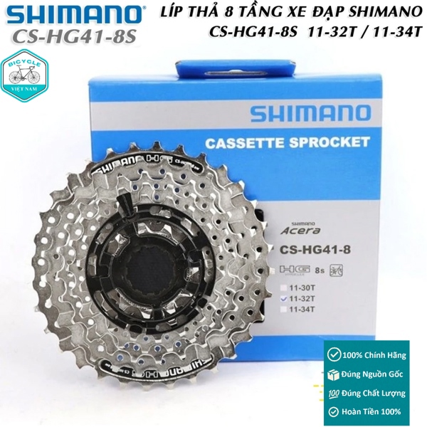 Líp Thả Xe Đạp 8 Tầng SHIMANO ACERA CS HG41 8 Tốc Độ – 11-32T / 11-34T (Full Box Chính Hãng)