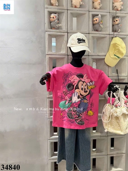 34840- Áo Marthin Mickey đính đá hồng