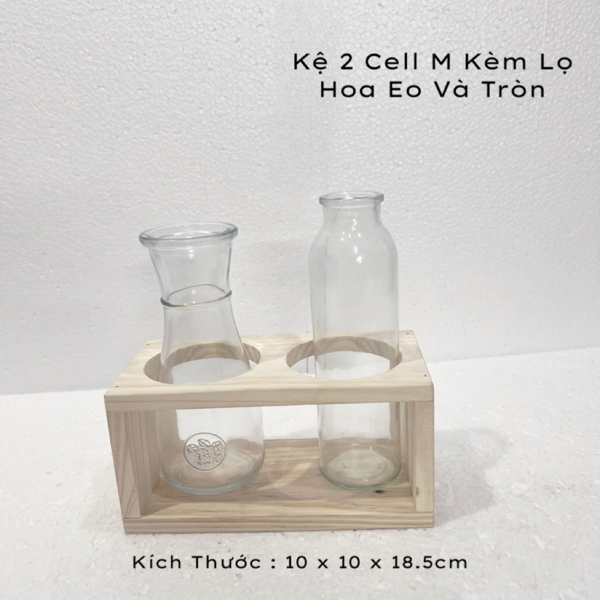 Giá Đỡ Bằng Gỗ 2 Ngăn SiZe M + Lọ