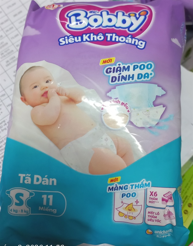 Bỉm Bobby - Tã dán siêu mỏng S (Gói*11miếng) - Diana 2