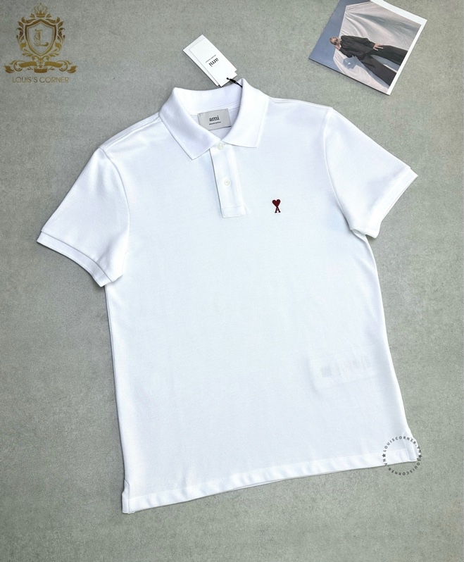 Polo Ami trắng tag đỏ