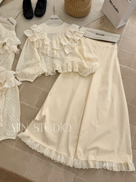 Set thô thêu bèo quần suông min 1046