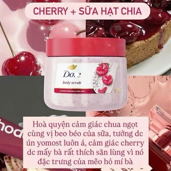 Tẩy tế bào chết Dove Cherry & Chia Milk Body Scrub 425g
