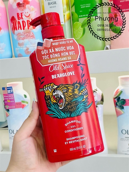 Dầu Gội Xả Old Spice For The Hair 2in1 Bearglove 650ml