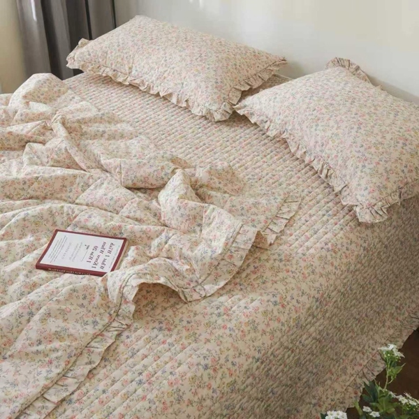 Bộ ga BST "Xuân rừng" | Cotton linen hoa nhí chần - Vỏ chăn chần 200x230 cm - DS01.01