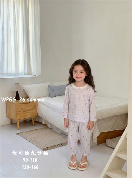 34949-Bộ tencel TD Kitty nơ tím