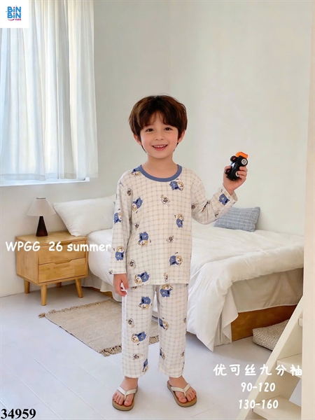 34959-Bộ tencel TD mèo xanh