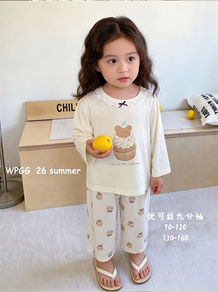 34943-Bộ tencel TD bánh kem gấu be