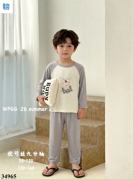 34965-Bộ tencel TD gấu khăn caro