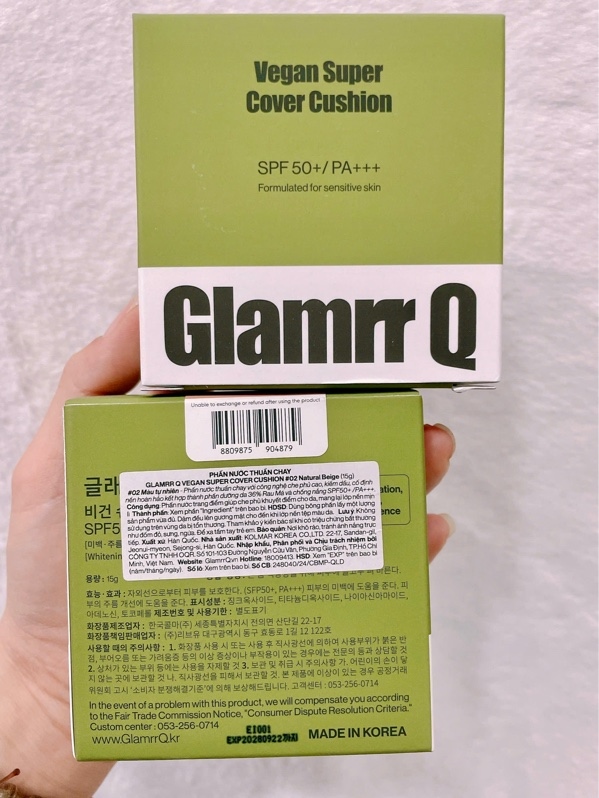 Phấn Nước Glamrr Q Vegan Super Cover Cushion SPF50+/PA+++ #02