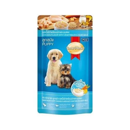 Pate Smartheart Puppy cho chó con vị Gà Rau & Sữa dê 130g