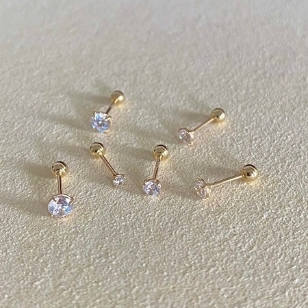 14K Shining cubic piercing (4 chấu)