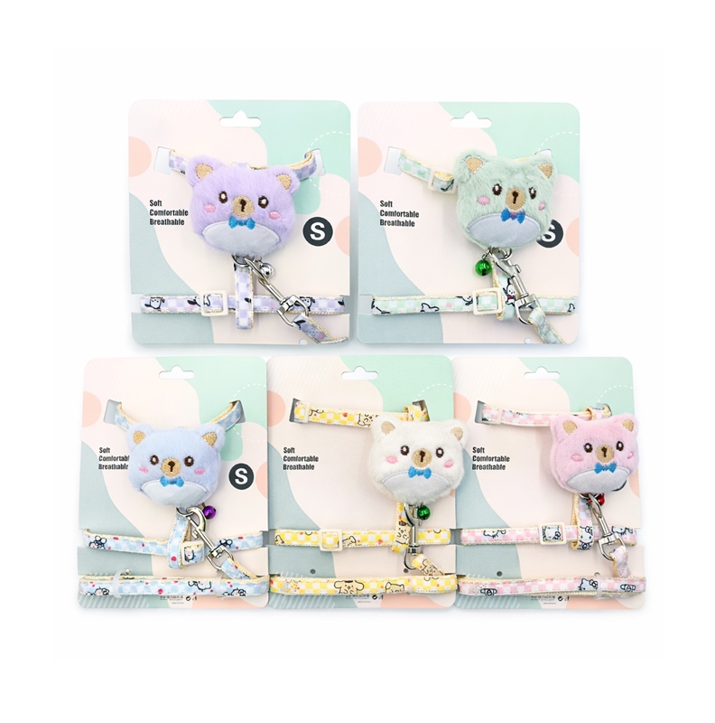 YK - Đai ngực in họa tiết caro đính gấu bông kèm dây dắt 1.0cm (VAT)