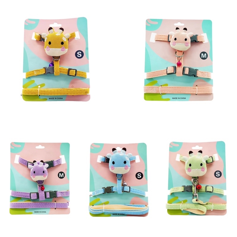 YK - Dây dắt đính bò sữa đơn sắc cho mèo - 1.0cm (VAT)