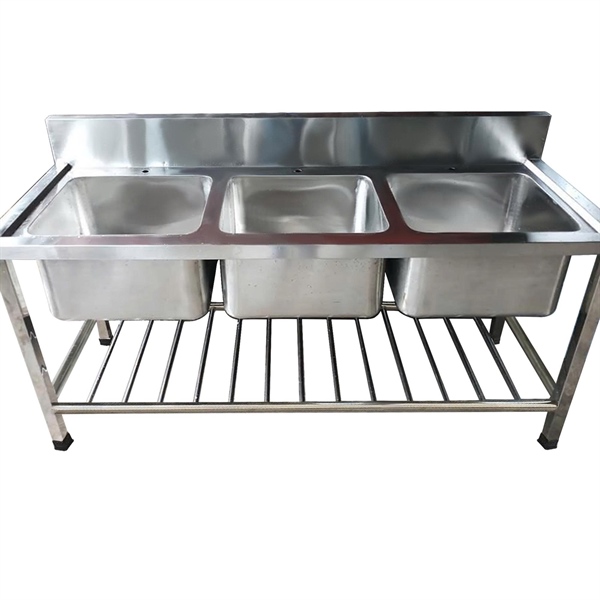 Chậu chén inox công nghiệp 3 hộc (I)