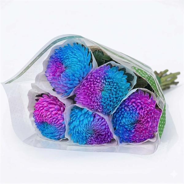 Hoa Cúc Mẫu Đơn Xanh Dương + Tím