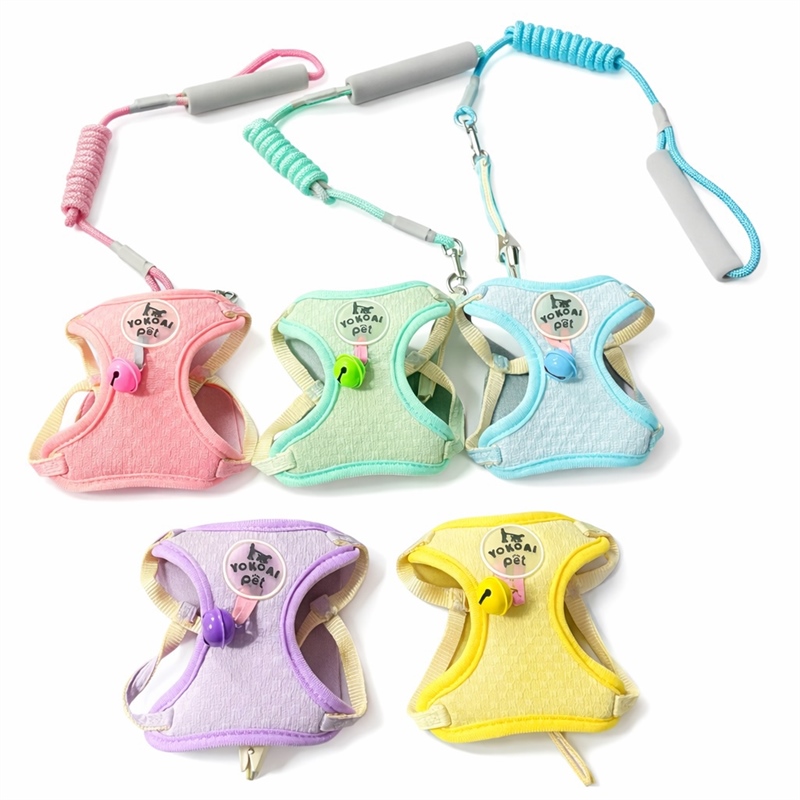 YK - Đai ngực đính tag chữ Yokoai Pet kèm chuông và dây dắt 1.0cm (VAT)