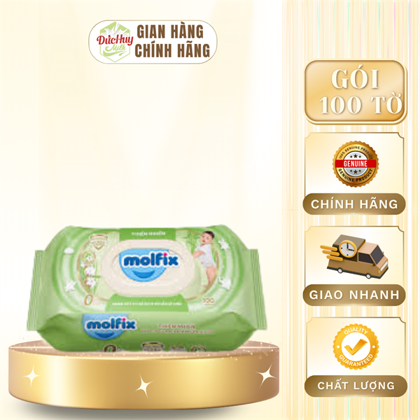 Khăn giấy ướt Molfix xanh lá sạch khuẩn vệ sinh 100 miếng