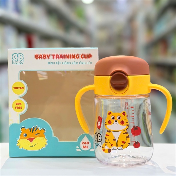 Bình tập hút kèm ống hút Tritan 240ml GB Baby