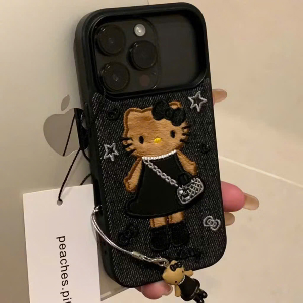 Case Vải Đen Kitty Nơ Đen + Dây - 15 PROMAX