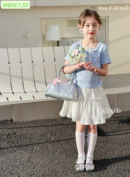 Set c váy BG M6017 Áo gân Xanh