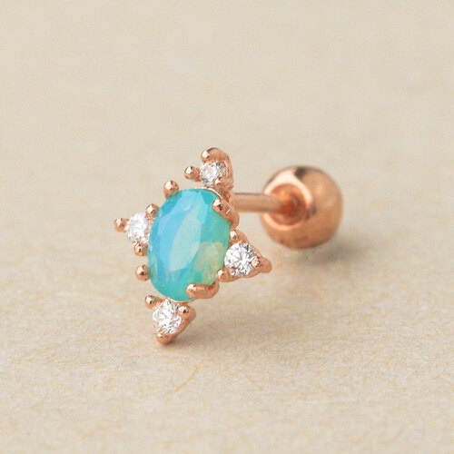 14K Blue land piercing