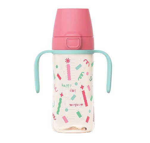 Bình tập uống Moyuum PPSU nắp bật 270ml (6M+) -Họa tiết Happy Day Berry Pop (Vỏ xanh nắp đỏ)