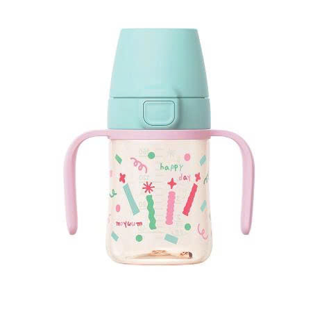 Bình tập uống Moyuum PPSU nắp bật 170ml (6M+) -Họa tiết Happy Day Mint Pop (Vỏ đỏ nắp xanh)