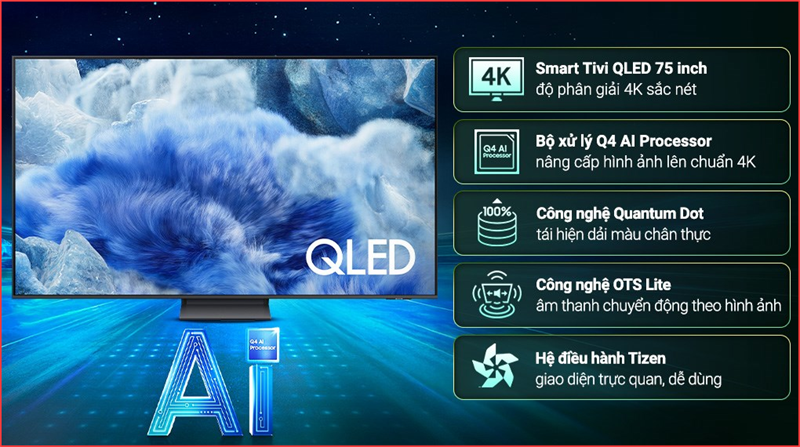 Smart Tivi QLED Samsung AI 4K 75 inch QA75Q8F5 2025 - VIỆT NAM