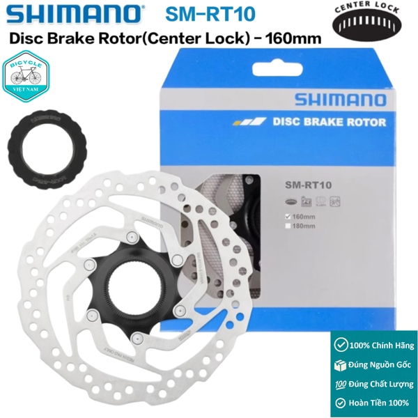 Đĩa Phanh Thắng Xe Đạp SHIMANO SM RT10 160mm Center Lock – Chính Hãng (Full Box, 1 Cái)