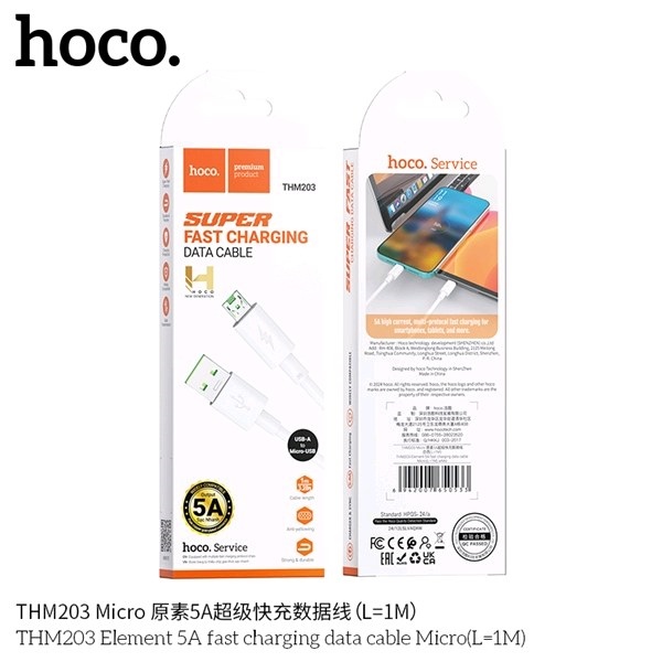 Cáp Sạc Nhanh USB Sang MICRO 5A.1M HoCo THM203 Micro