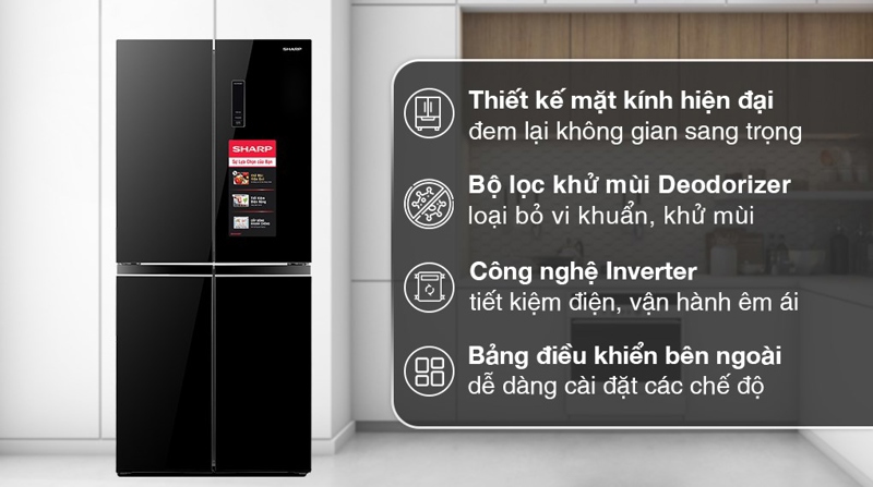 Tủ lạnh Sharp Inverter 362 lít Multi Door SJ-FX420VG-BK