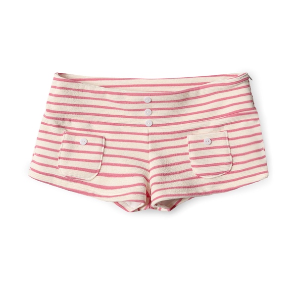 Quần Short Thun TWENTI Kẻ Sọc Siêu Ngắn - Trắng sọc Hồng - FREESIZE