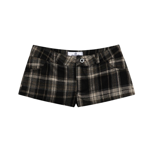 TWENTI Quần Mini Short Đáy Ngắn Kẻ Sọc - Nâu Kẻ - 0